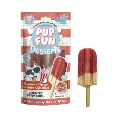 Pup Fun Desserts Sjove Hundeis Strawberry Milkshake Lollies 2stk Small